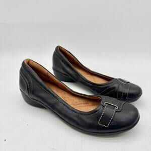 Naturalizer Cushioned Black Leather Slip-On Flats Women's 7.5